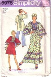 5976 Simplicity 1973 WOODSTOCK EMPIRE CAFTAN LENGTHS PATTERN MD 12,14